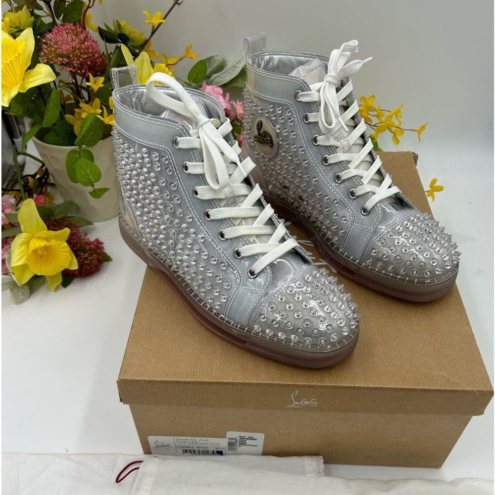Men’s Christian Louboutin  spiked  high top sneakers size 41 made in Italy - Picture 2 of 12